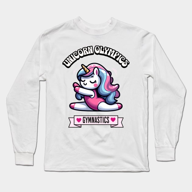 Gymnastics Unicorn Olympics 🤸🏿‍♀️🦄 -  Flip for Cuteness! Long Sleeve T-Shirt by Pink & Pretty